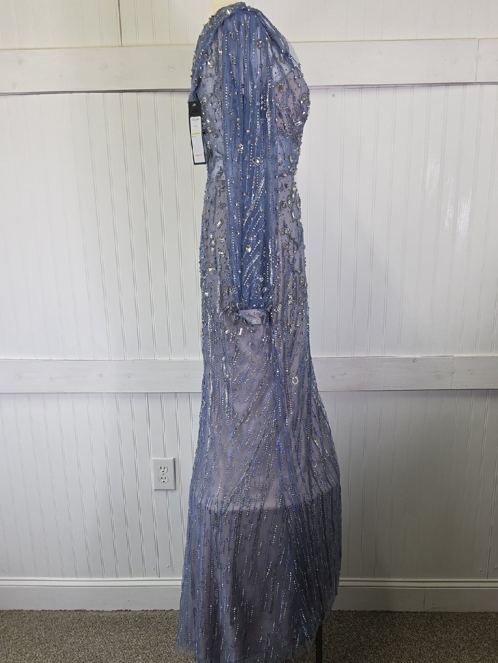 Alexander By Daymor NEW Blue Beaded Embellished Maxi Gown Dress Sz 6 #1369 - Picture 3 of 16